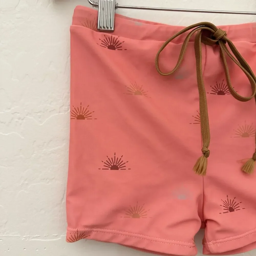 Forever French x Caitlyn Neier Boys 6-7Y Euro Swim Shorts Pink Sun  NWOT
